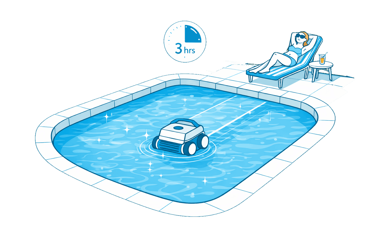 Robot cleaning the pool